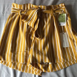 Yellow and White Striped Shorts